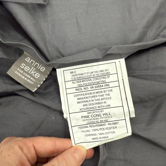 Annie Selke Brentwood Velvet Shale Euro Sham 26" Pillow Case Cover - Picture 3 of 5